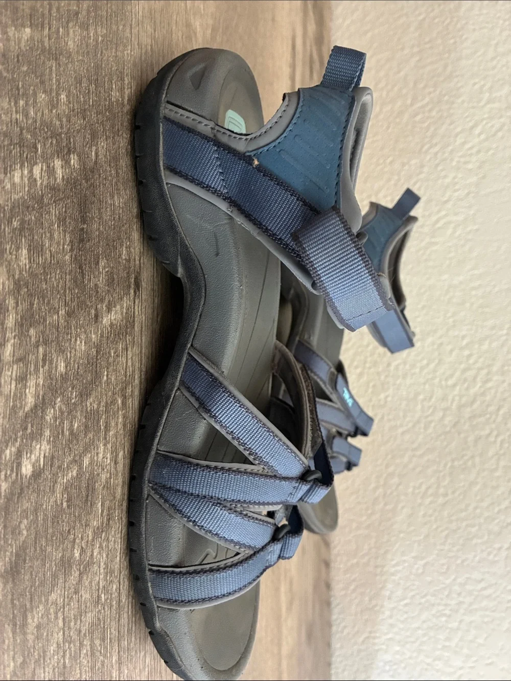 Teva Women's Gray and Light Blue Strappy Sport Sandals